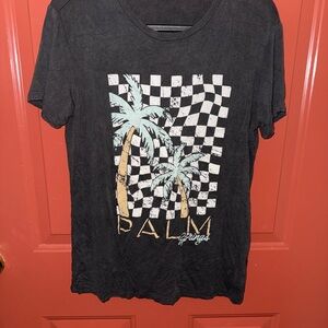 Altar'd State Black Graphic Palm Springs Tee with Mint and Tan Print
